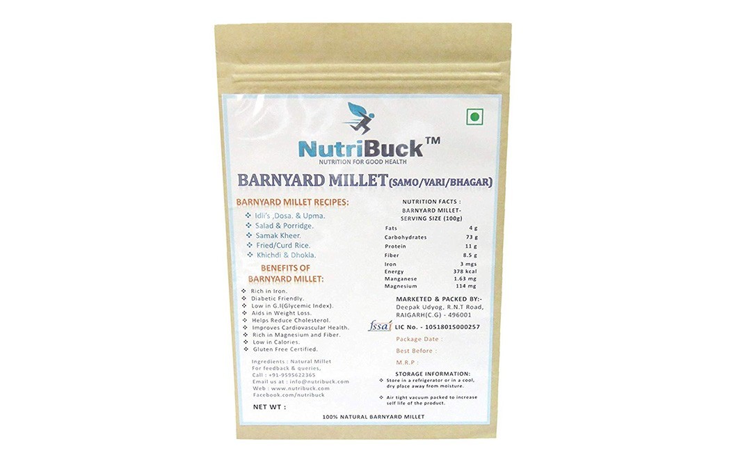 NutriBuck Barnyard Millet (Samo/Vari/Bhagar)    Pack  400 grams